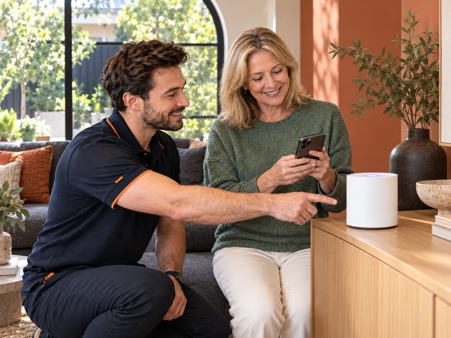 Illustrative home Wi-Fi help with a mesh router
